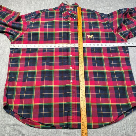 VINTAGE Ralph Lauren Shirt Mens Red Plaid Embroidered Retriever Dog - Picture 7 of 14